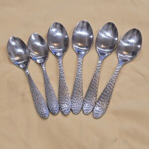 Oneida Reyna Stainless Steel Tea and Table Spoons Hammered Handle Extras 18/10SS
